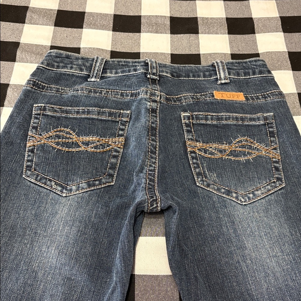 EXC! Cowgirl Tuff Dark Don't Fence Me In Bootcut Jeans Women Sz 29 x 33 Stretch